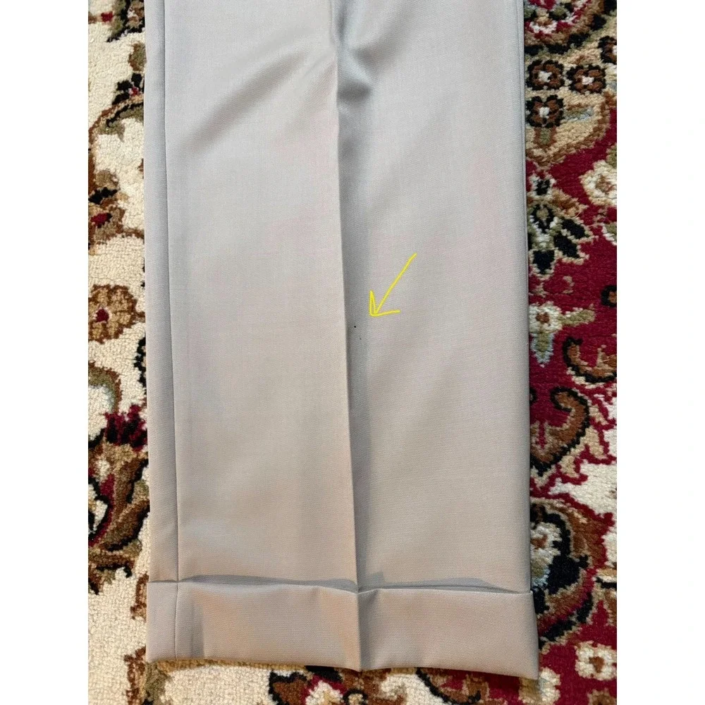 Tasso Elba Wool Dress Pants Mens 35x31 Beige Pleated Cuffed